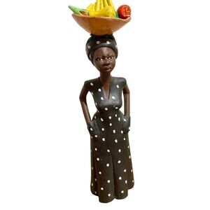 Jamaican Creole Woman, Folk Art Pottery Red Clay matte Sculpture
